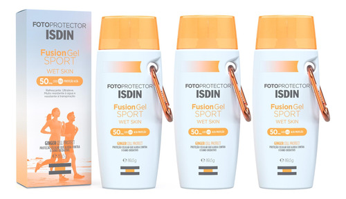 Kit 3 Protetor Solar Corporal Isdin Fusion Gel Sport Skin 50