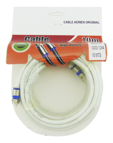Rollo Cable Coaxial Rg-6, 10 Mts Con Terminales.