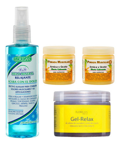 Hielo Mineral +gel Relax Kit Muscular +2pomada Arnica Y Ocot