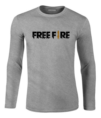 Camiseta Manga Larga Logo Free Fire Hombre Ikl