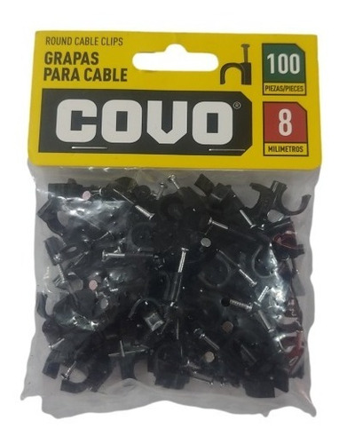 Grapa Red Negra Para  Cable 8 Mm X 100 Unid