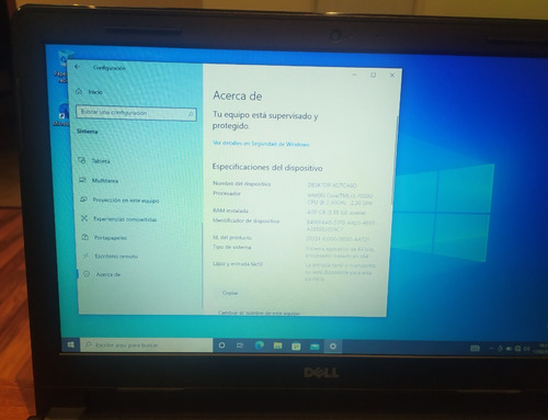 Imagen 4 de 6 de Laptop Dell Core I3 7020u 2.30 Ghz / 4 Gb Ddr4/ Ssd 240 Gb