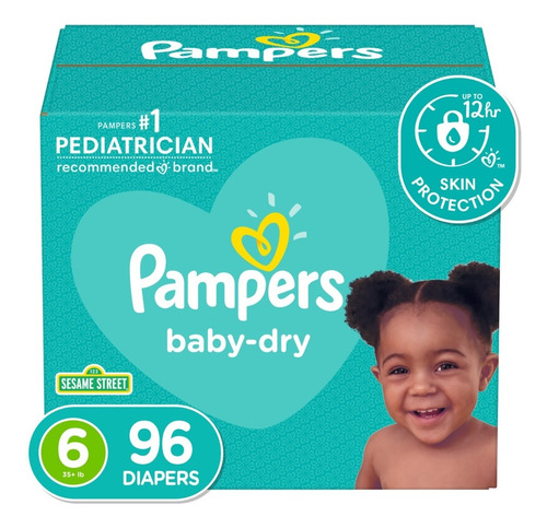 Pañales Pampers Baby Dry, Talla 6, 96 Pzs