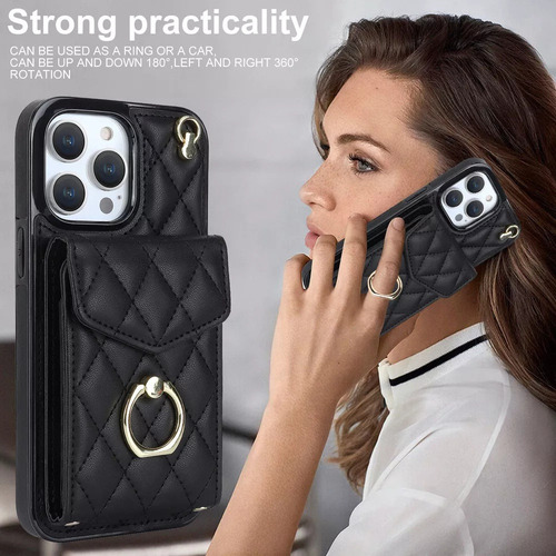 Funda De Piel For Iphone16/15pro Funda Cartera Con Correa