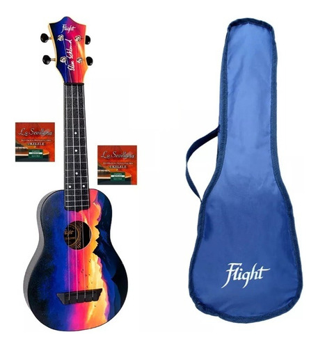 Flight Tus-ee Ssuks Ukulele Soprano C/ Funda Y Cuerdas Extra Color Diseño