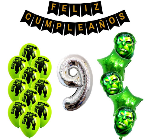 Combo Kit Deco Fiesta Globos Hulk 3