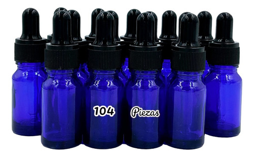 100 Goteros 10ml Vidrio Azul Rosca Negra Rayada/negro