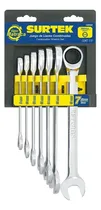Comprar Juego De 7 Llaves Combinadas Matraca Métricas Surtek Color Plateado
