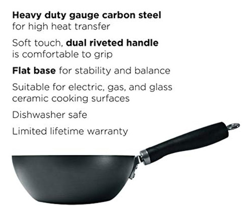 Ecolution Nonstick Carbon Wok De Acero Con Mango De Tacto Su