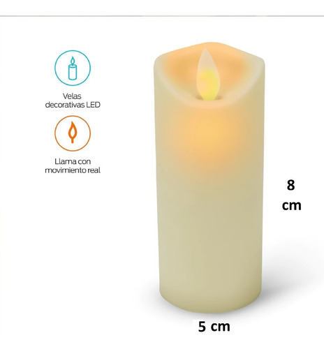 12 Velas Led 8x5cm Luz Ambar Fiestas Navidad