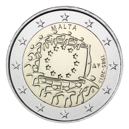 Moeda 2 Euros Comemorativa Malta 2015 Bandeira Da Ue Fc