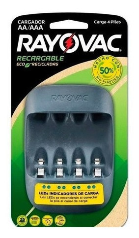 Imagen 1 de 1 de Cargador Rapido Rayovac Aa/aaa Eco. 2.5 Horas De Carga Usb