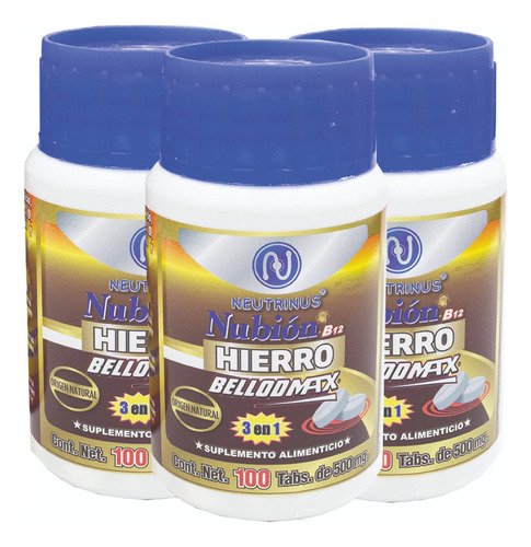 Kit 3 Suplemento Alimenticio Hierro 3 En1 Sabor Sin Sabor