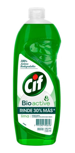 Detergente Cif Active Gel Lima Concentrado En Botella 500ml