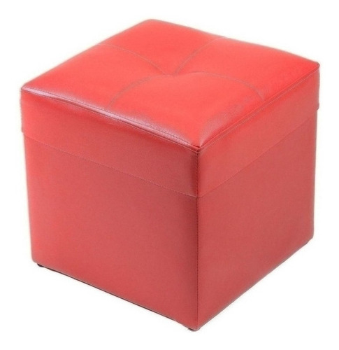 Sofá 3 Cuerpos Con 2 Pouf Cuero Pu Rojo / Muebles América