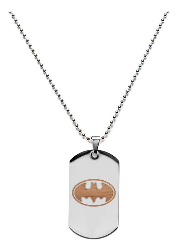 Collar Con Colgante Acero Batman Logo Platiado
