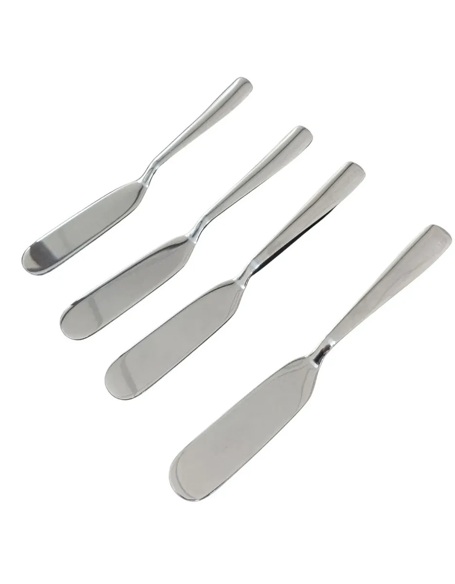 Kit Espátula Aço Inox 4un Manteiga Geleia Patê 13,56cm