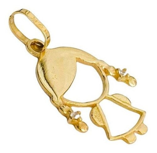Pingente Menina Com Trancinha Trança Zircônia Ouro 18k Filha