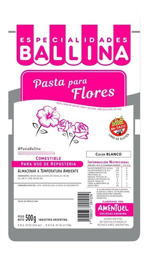 Pasta P/ Flores Ballina X 500 Grs