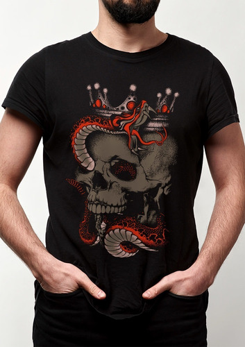 Imagem 7 de 7 de Camiseta Rock Caveira Rei Heavy Metal Masculina Promoção