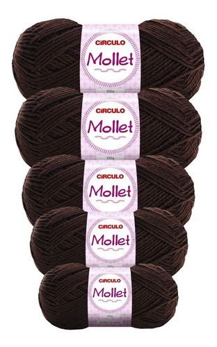 Lã Mollet 100g Crochê / Tricô - Círculo - 5 Novelos Cor 0608 - Chocolate