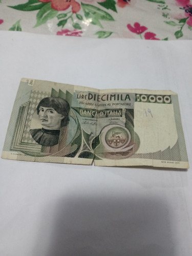 Antiguo Billete 10000 Liras Italia 1976 