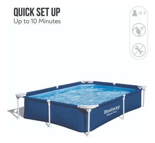Piscina Rectangular Desmontable Para Niños Acero Azul