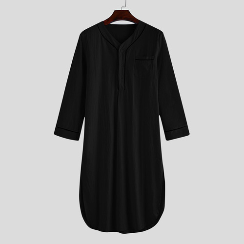 Vestido De Dormir Holgado Y Cómodo Con Botones En El Cuello