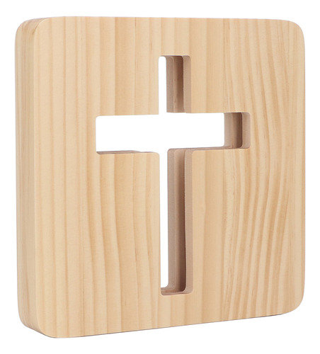 Diseño De Madera Único 3d Led Crucifijo Hollow Night Light