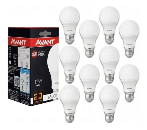 Kit 10 Lampadas Led Bulbo E27 12w 6500k Bivolt Super Branca Cor da luz Branco-frio 110V/220V