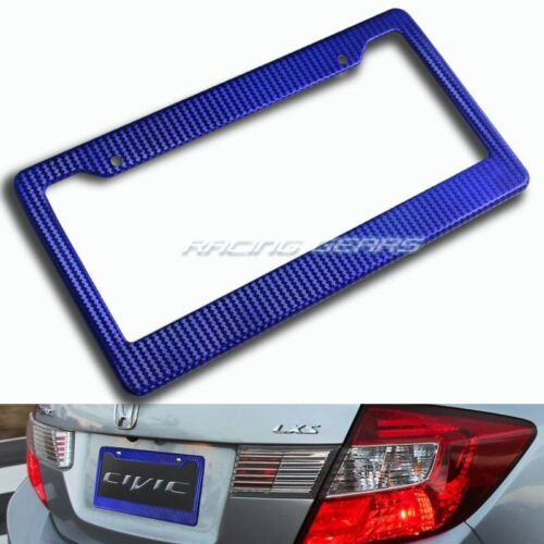 1 X Blue Carbon Style License Plate Holder Cover Frame F Mmi