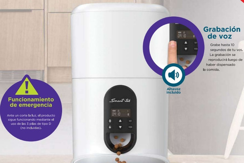 Imagen 3 de 4 de Racionador Automatico Alimento Mascota Smart-tek Voz Pf100