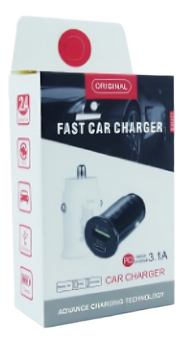 Cargador 1 Usb Y Type-c 3.1a 12 Volt En Caja