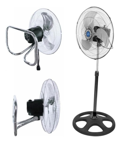 Ventilador 3 en 1 Fulgore FU9718 negro con 3 aspas color  plateado de  metal, 18" de diámetro 120 V