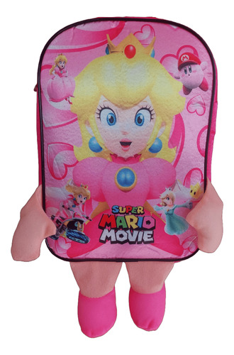 Mochila Rosa Económica Princesa Peach 10 Piezas