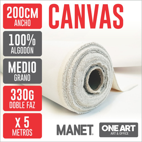 Rollo Tela Canvas Bastidor Manet 330g 2 M X 5 M