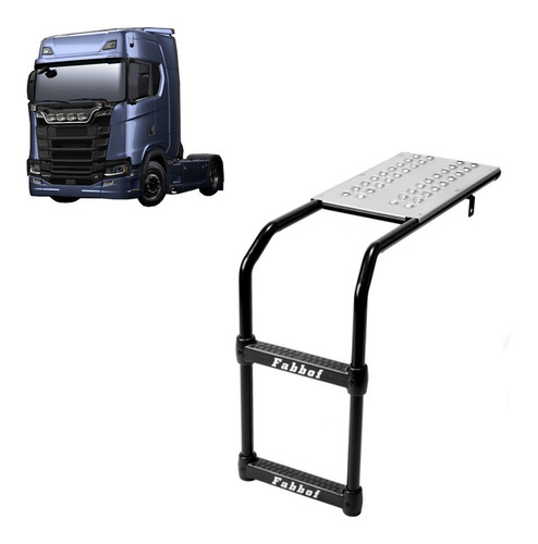 Estribo Plataforma Para Scania Ntg R/s/p/g 2019 A 2021 Preto