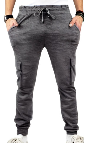 Pantalón Buzo Cargo Hombre Invierno. Jogger Slim Fit. 032