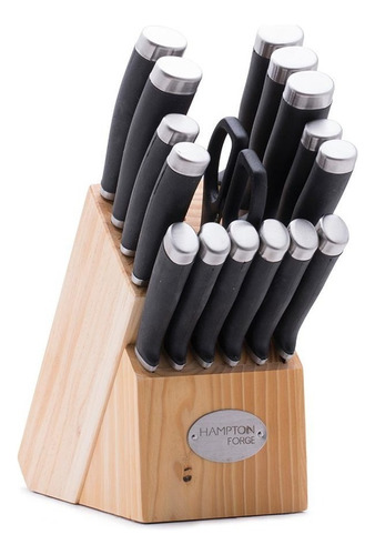 Set 17 Piezas Cuchillos Con Block De Madera Hampton Forge Color Negro