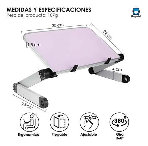 Mesa Plegable Laptop Portátil Desayunador Oficina Estudiante Color Rosa claro