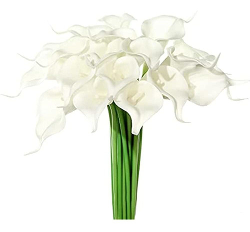 Justoyou 20pcs Flor Blanca Artificial Calla Lily Flores Blan