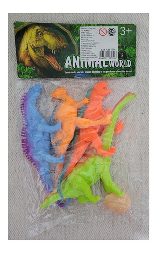 Dinosaurios De Goma Set X 4 Accesorios Bolsa Juguete 