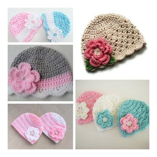 Gorros Para Niña Crochet De 0 Meses A 6 Meses