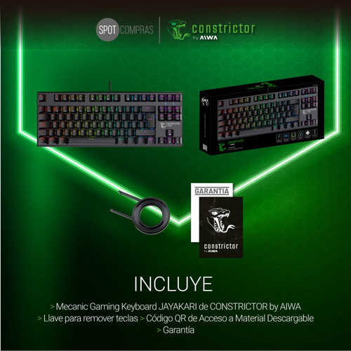 Imagen 5 de 9 de Teclado Gamer Mecanizado Constrictor By Aiwa Qwerty Metal