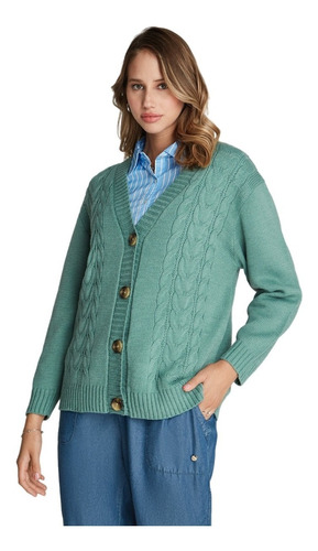 Tejido Cardigan Cuello V - Menta