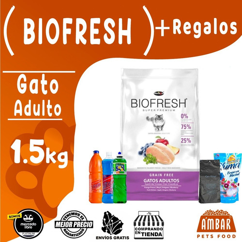 Biofresh Gato Adulto 1.5 Kg Con Regalos Envios