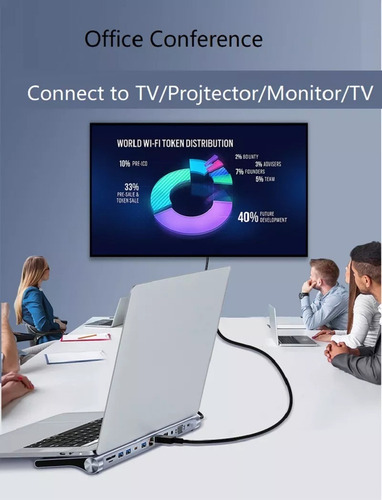 12 En 1 Estación De Acoplamiento Usb 3.0 Tipo C Con 2 Hdmi