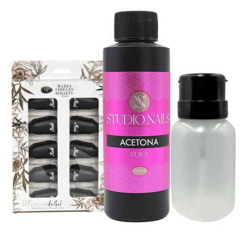 Quitaesmaltes Studio Nails Acetona Pura Acetona 125ml - Pack De 3 Unidades