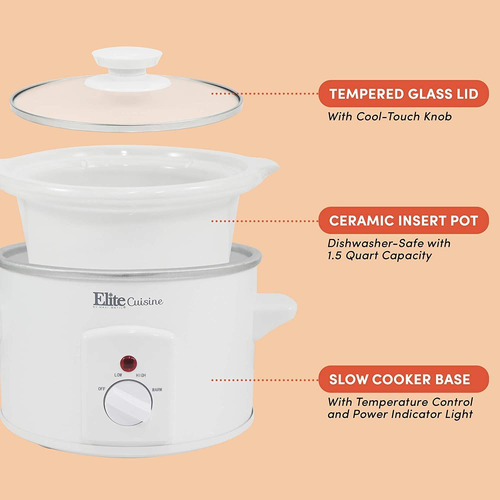 Maximatic Elite Gourmet Olla De Coccion Lenta De 1.5?qt, Bla