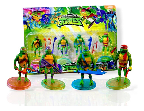 Blister Tortugas Ninjas X4 Personajes + Accesorios
